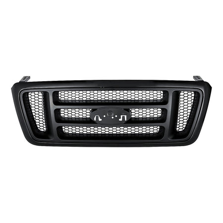 2004-2008 Ford F150 Grille Bar Design With Ptm Frontame/Dark Gray Textured H Bars/Black Honeycomb – Front View (FO1200414)