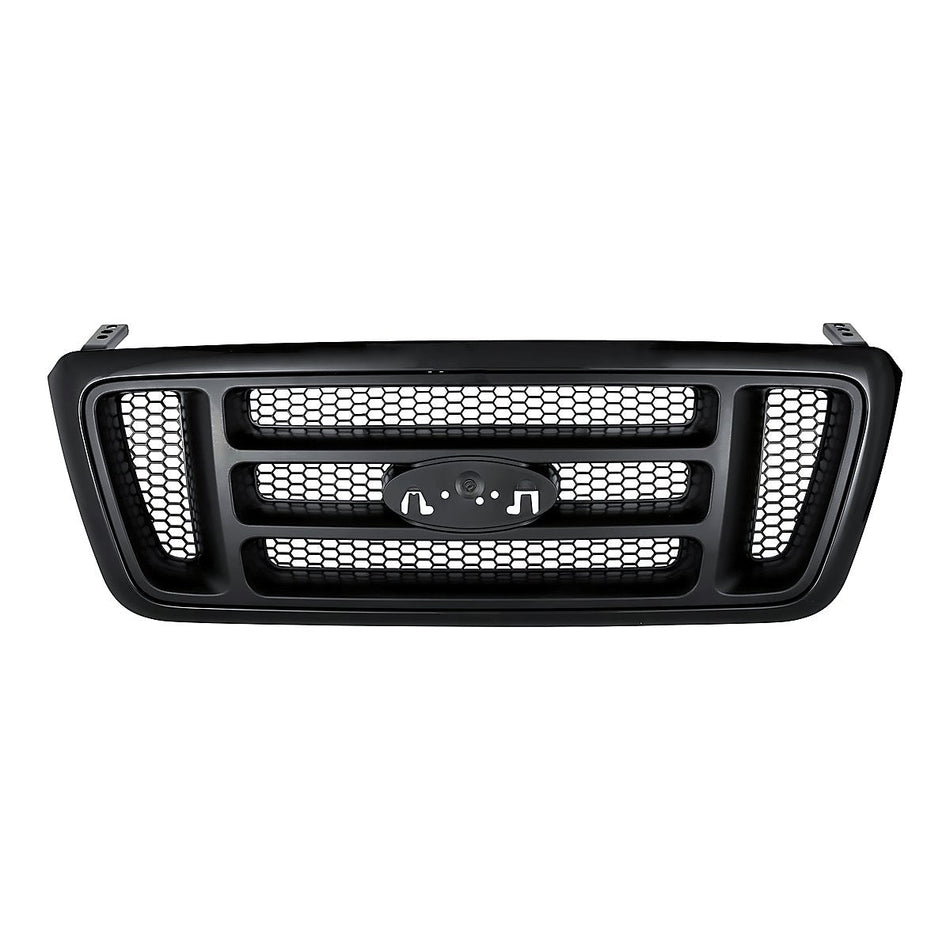2004-2008 Ford F150 Grille Bar Design With Ptm Frontame/Dark Gray Textured H Bars/Black Honeycomb – Front View (FO1200414)
