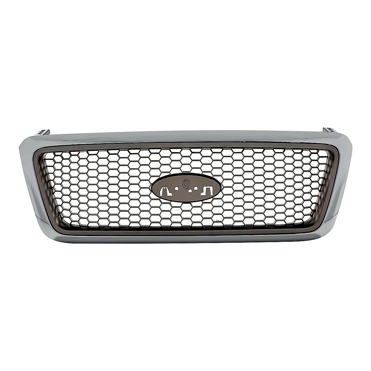 2004-2008 Ford F150 Grille Chrome Frontame With Champagne Honeycomb Lariat Model – Front View (FO1200427)