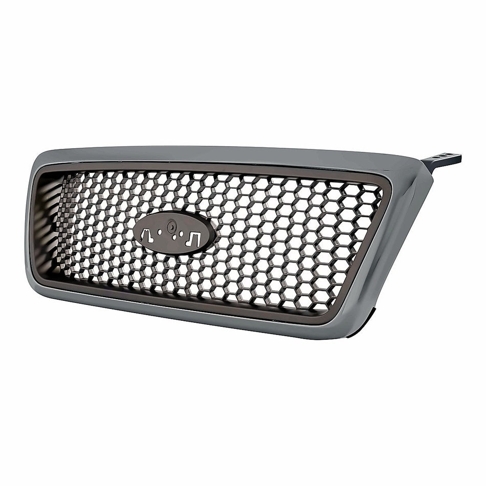 2004-2008 Ford F150 Grille Chrome Frontame With Champagne Honeycomb Lariat Model – Side View (FO1200427)