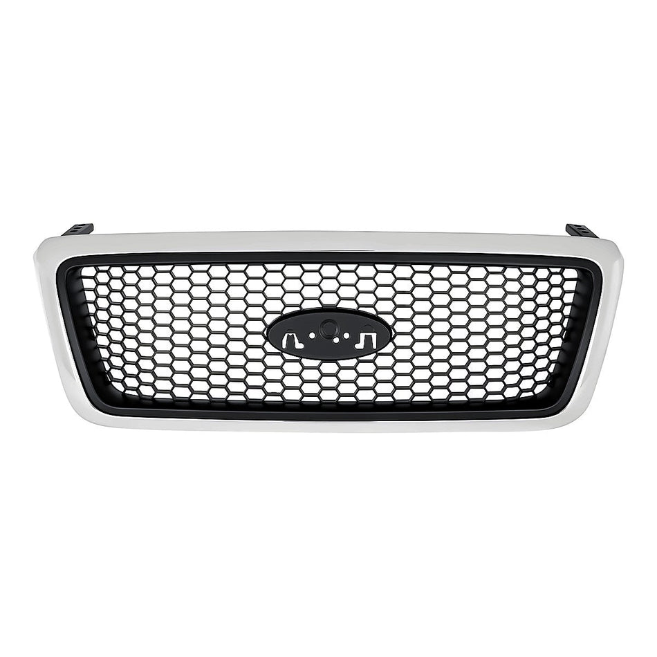 2006-2008 Ford F150 Grille Chrome Frontame With Black Honeycomb Xlt Model – Front View (FO1200469)