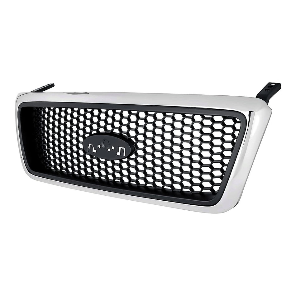 2006-2008 Ford F150 Grille Chrome Frontame With Black Honeycomb Xlt Model – Side View (FO1200469)