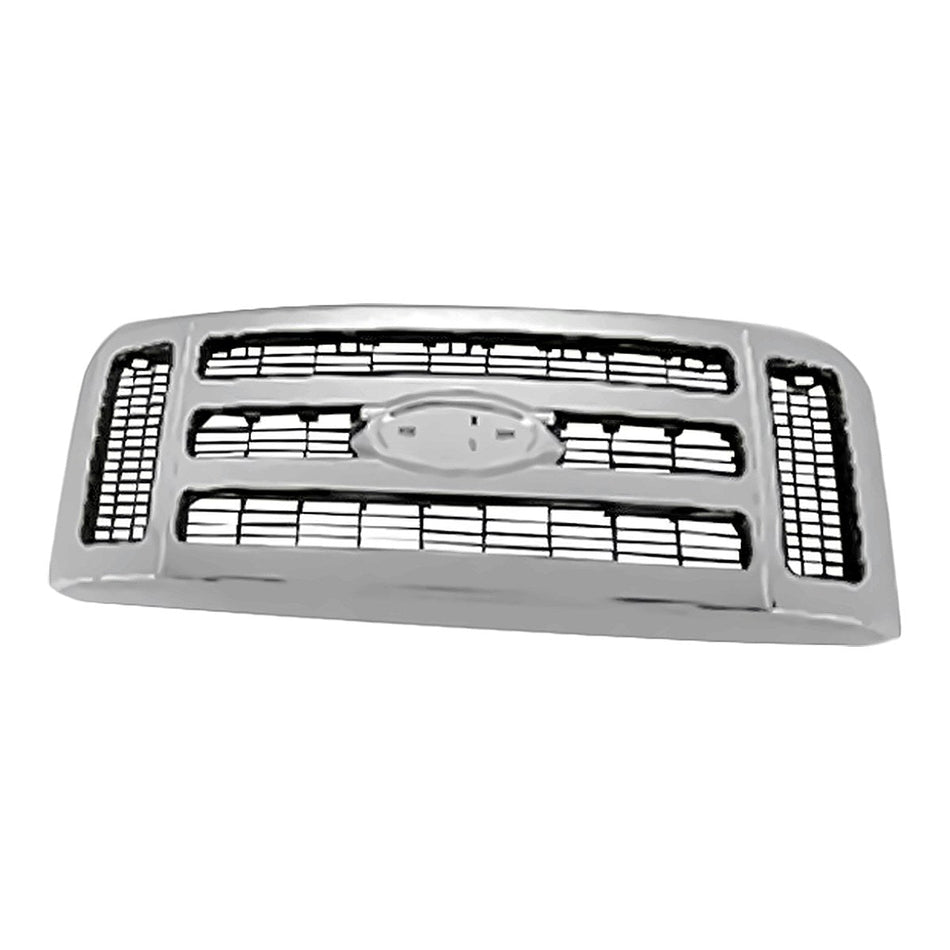 2008-2010 Ford F450 Grille Matte-Dk Gray With Chrome Frontame Xlt/Lariat Model – Front View (FO1200500)