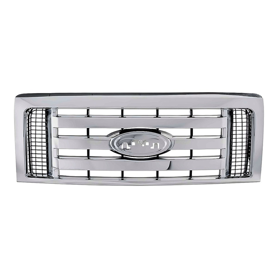 2009-2012 Ford F150 Grille Xlt Chrome Frontame 3 Chrome Bars – Front View (FO1200511)