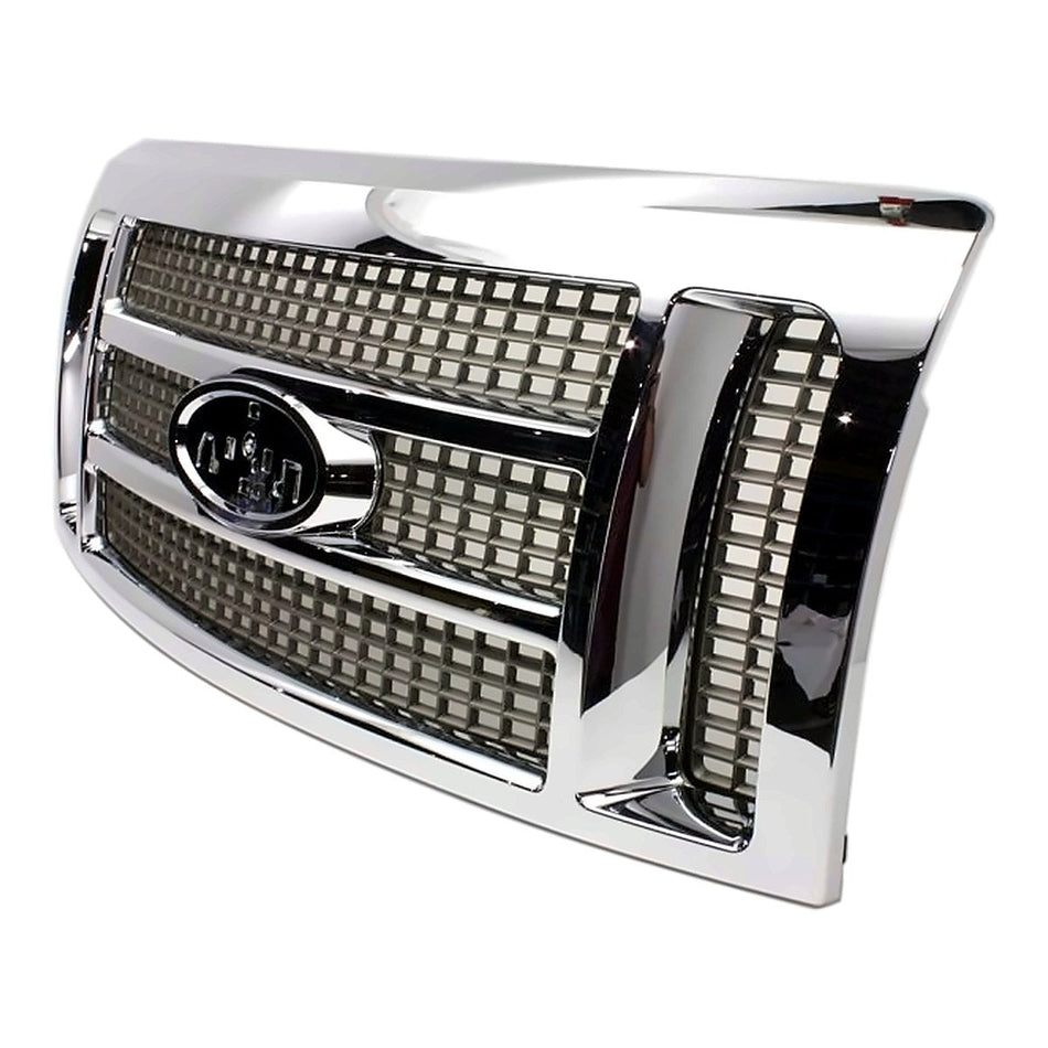 2009-2012 Ford F150 Grille King Ranch Gold With Chrome Frontame – Side View (FO1200522)