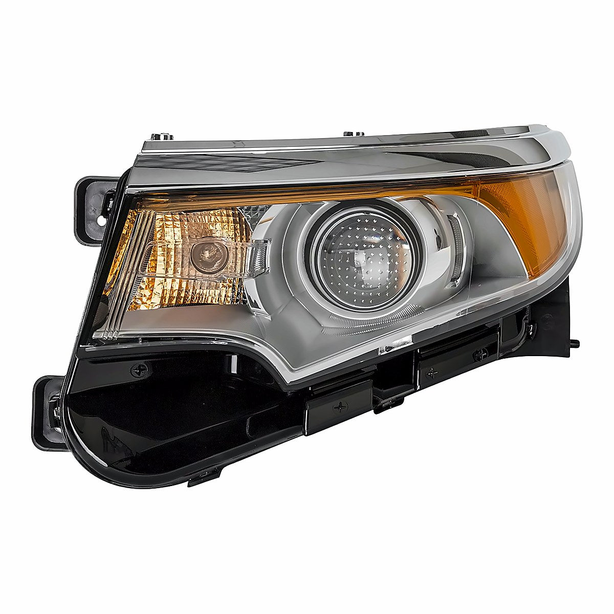 2011-2014 Ford Edge Headlight Driver Side Halogen Without Sport Without Logo Chrome Bezel – Front View (FO2502291)