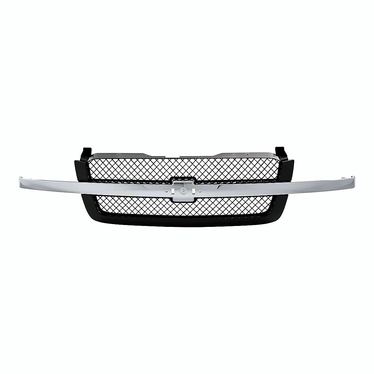 2003-2006 Chevrolet Silverado 1500 Grille With Textured Frontame/Chrome Center Bar Base/Ls/Lt Model – Front View (GM1200474)