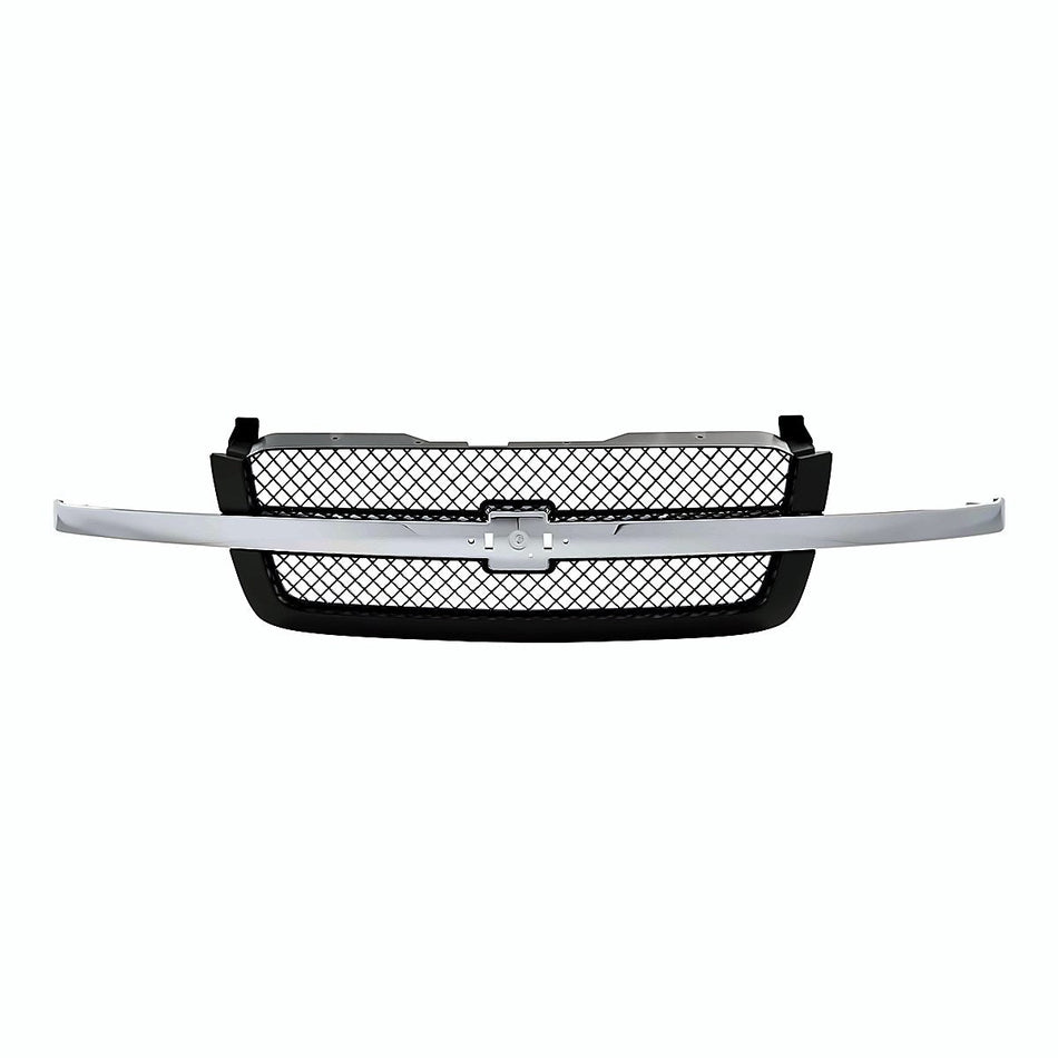 2003-2006 Chevrolet Silverado 1500 Grille With Textured Frontame/Chrome Center Bar Base/Ls/Lt Model – Front View (GM1200474)