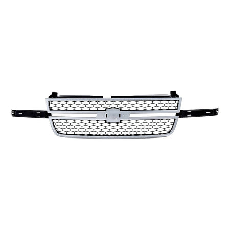 2005-2006 Chevrolet Silverado 1500 Grille Chrome Frontame With Gray Honrycomb O5 Ss/Center Bar Needs Wing Inserts – Front View (GM1200546)