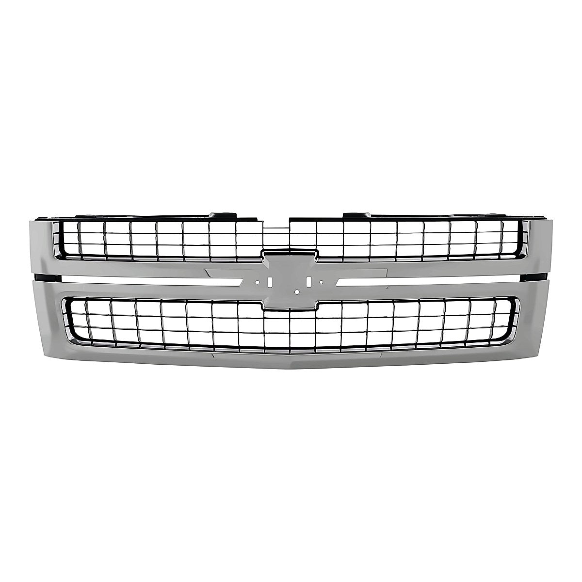 2007-2010 Chevrolet Silverado 1500 Grille Matte-Black With Chrome Frontame 2500/3500 – Front View (GM1200608)