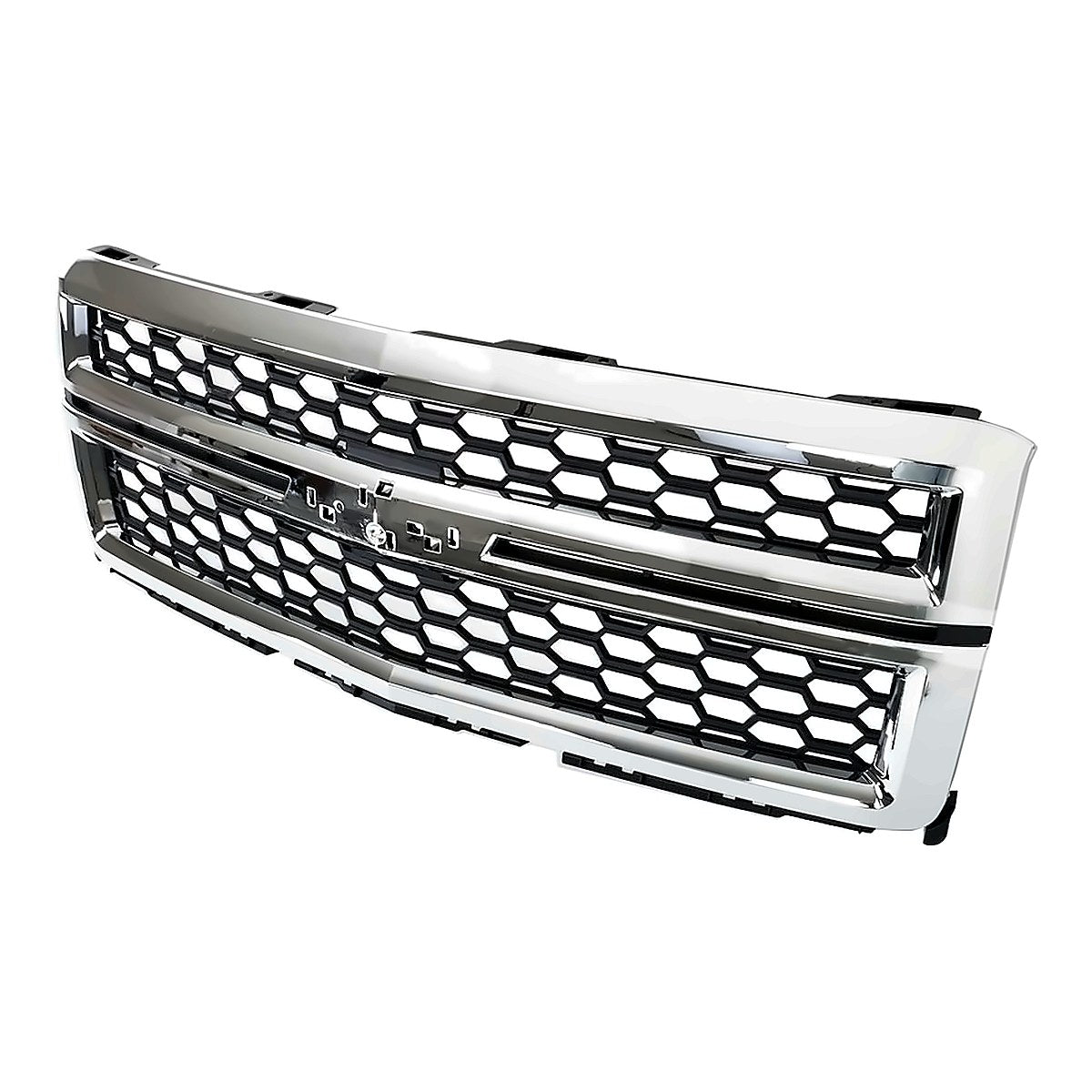2014-2015 Chevrolet Silverado 1500 Grille Chrome Frontame/Black Mesh With Chrome Moulding Ltz – Side View (GM1200696)