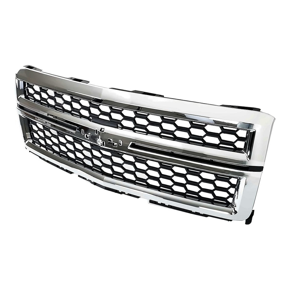 2014-2015 Chevrolet Silverado 1500 Grille Chrome Frontame/Black Mesh With Chrome Moulding Ltz – Side View (GM1200696)