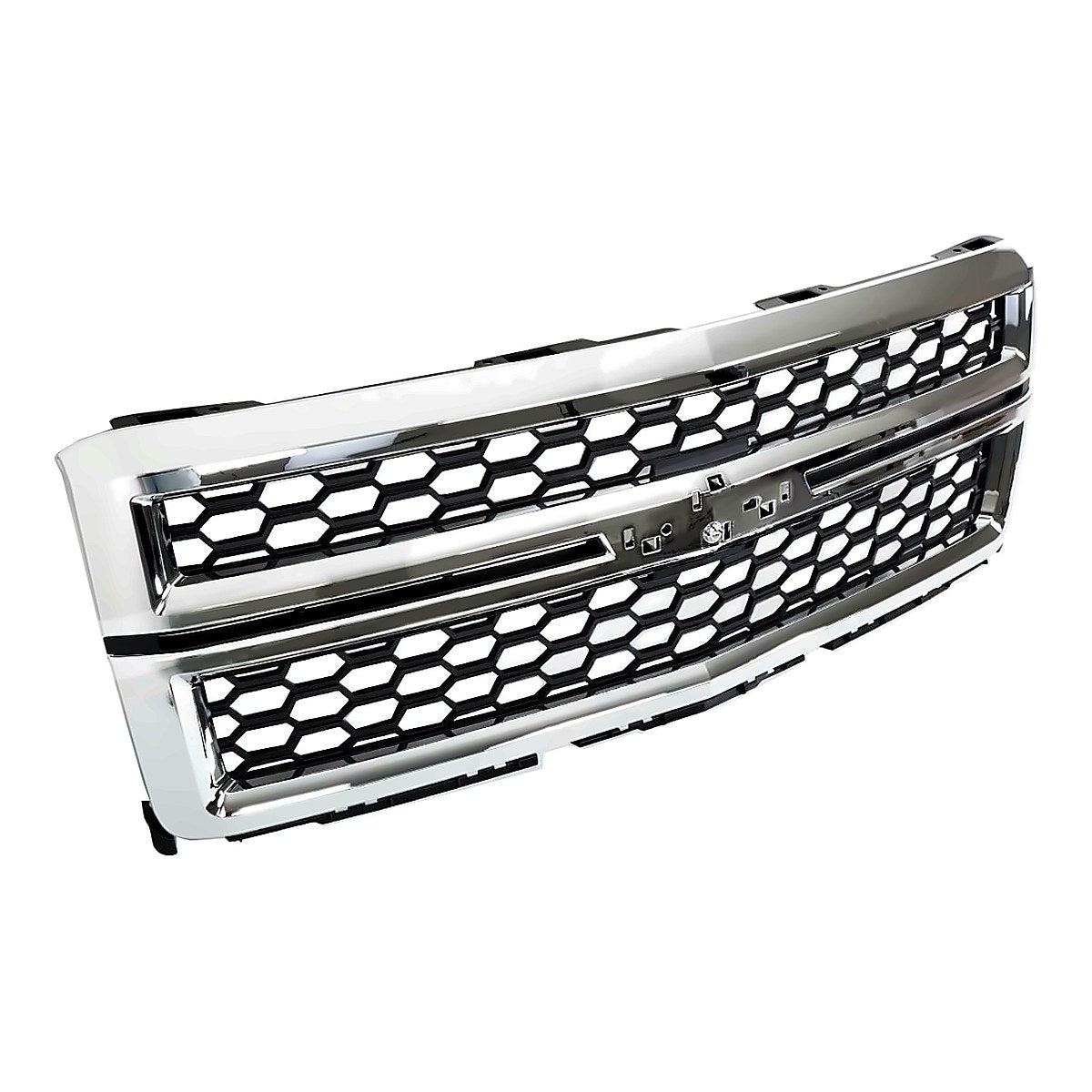 2014-2015 Chevrolet Silverado 1500 Grille Chrome Frontame/Black Mesh With Chrome Moulding Ltz – Side View (GM1200696)