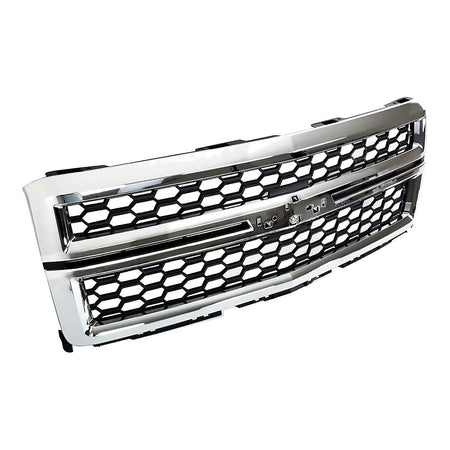 2014-2015 Chevrolet Silverado 1500 Grille Chrome Frontame/Black Mesh With Chrome Moulding Ltz – Side View (GM1200696)