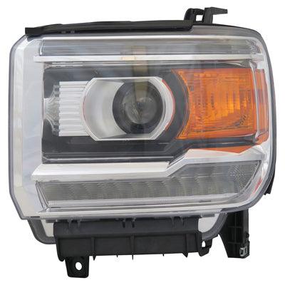 2014-2015 Gmc Sierra 1500 Headlight Driver Side Halogen With Led Chrome 