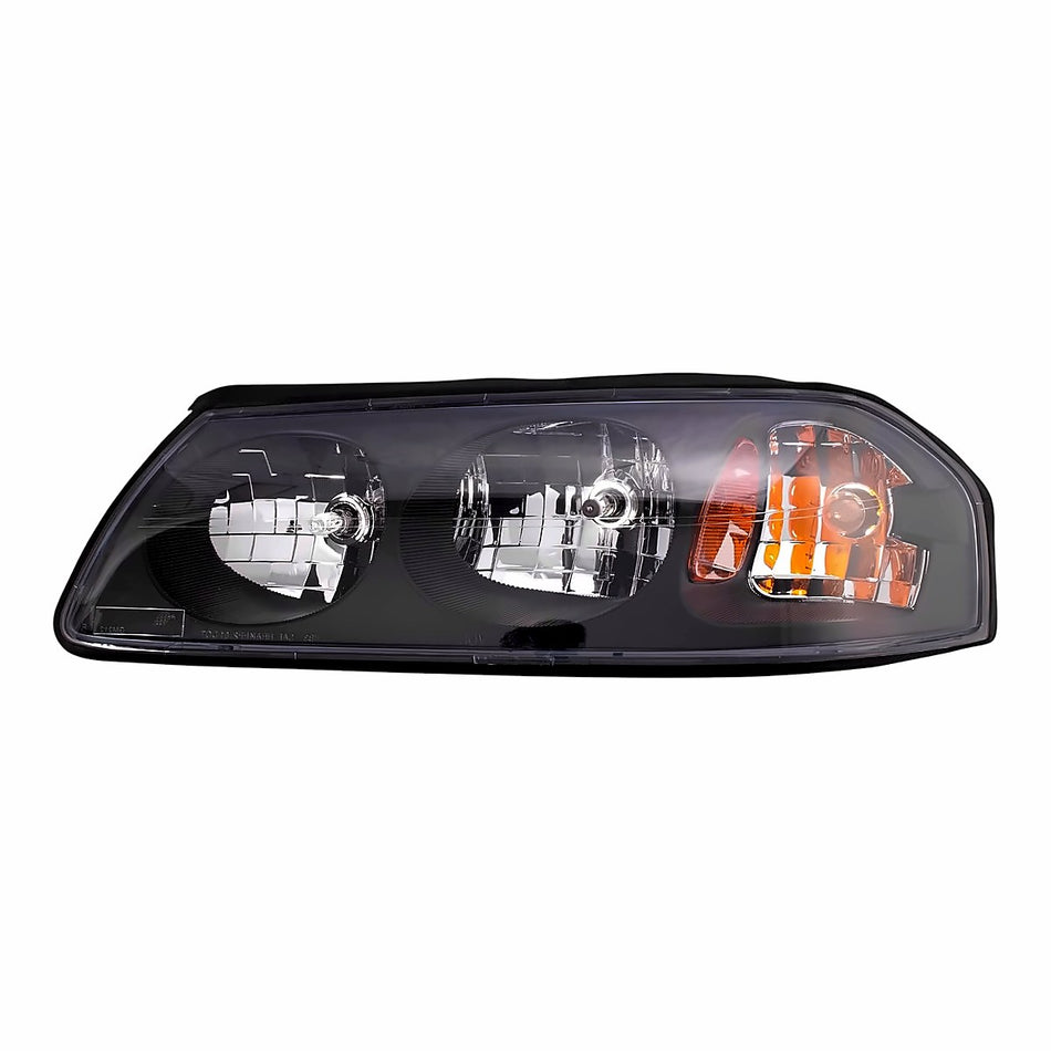 2004-2005 Chevrolet Impala Headlight Passenger Side Black Bezel Without Center Bulb Shield Frontom Feb 6Th 2004 – Front View (GM2503248)