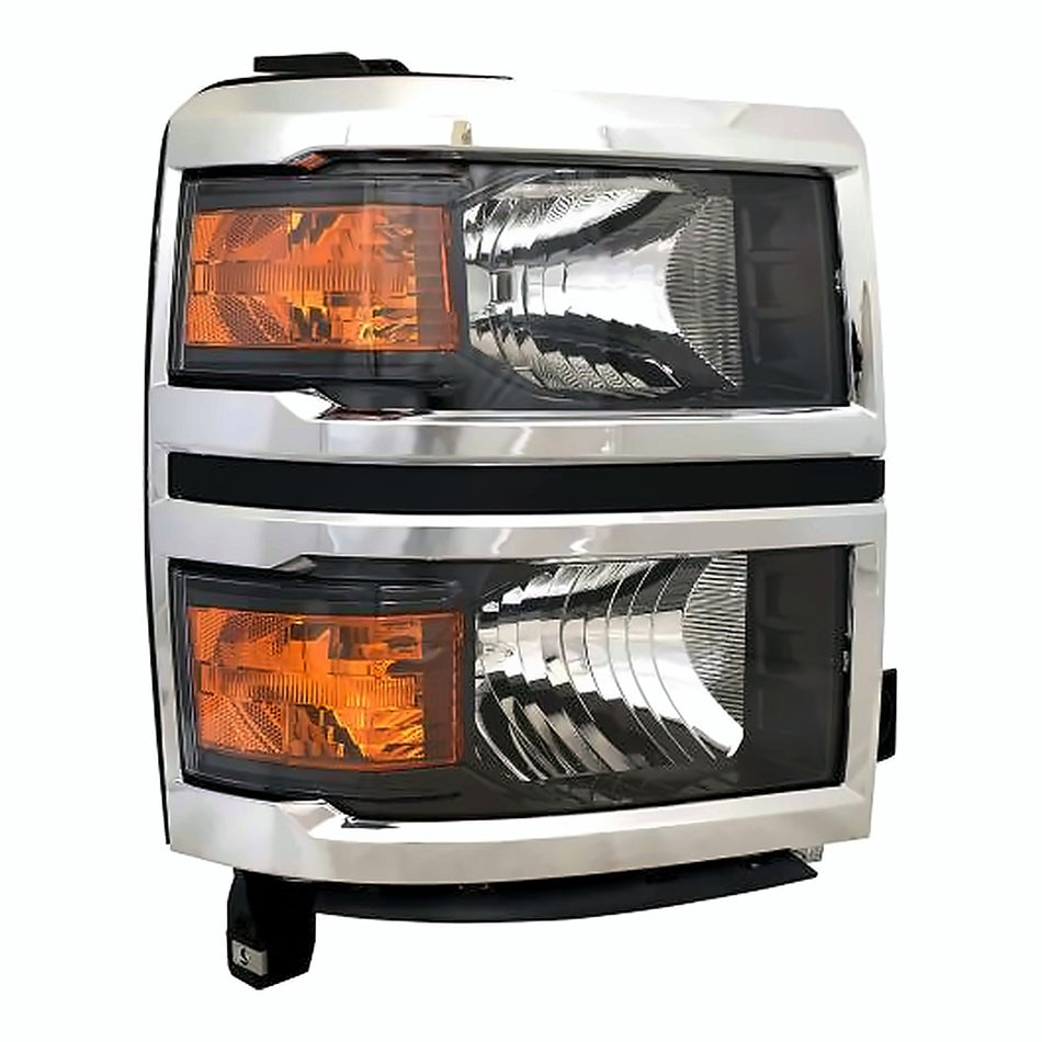 2014-2015 Chevrolet Silverado 1500 Headlight Passenger Side Halogen Chrome Without Projector Fits Wt/Lt Model – Front View (GM2503410)