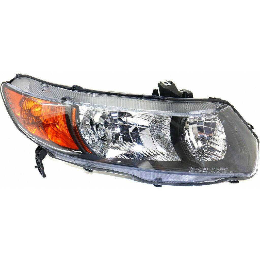 2006-2008 Honda Civic_Coupe Headlight Passenger Side Black Housing 