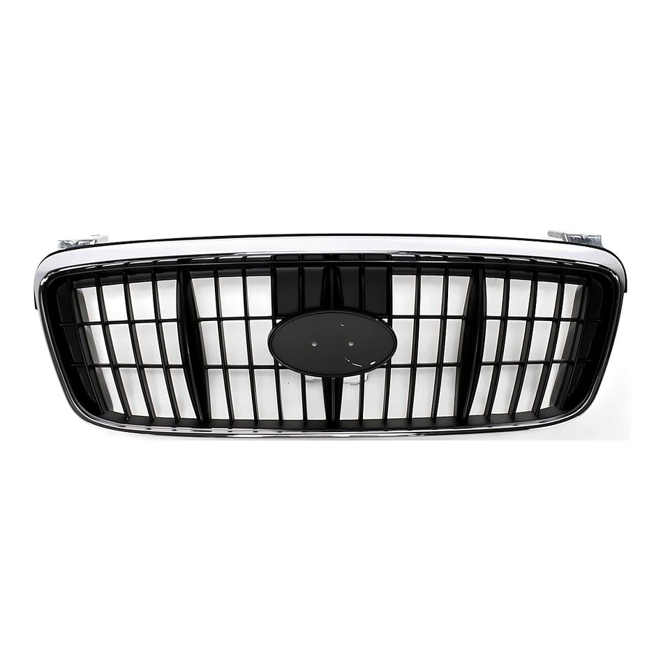 2001-2003 Hyundai Elantra Grille Chrome/Black – Front View (HY1200117)