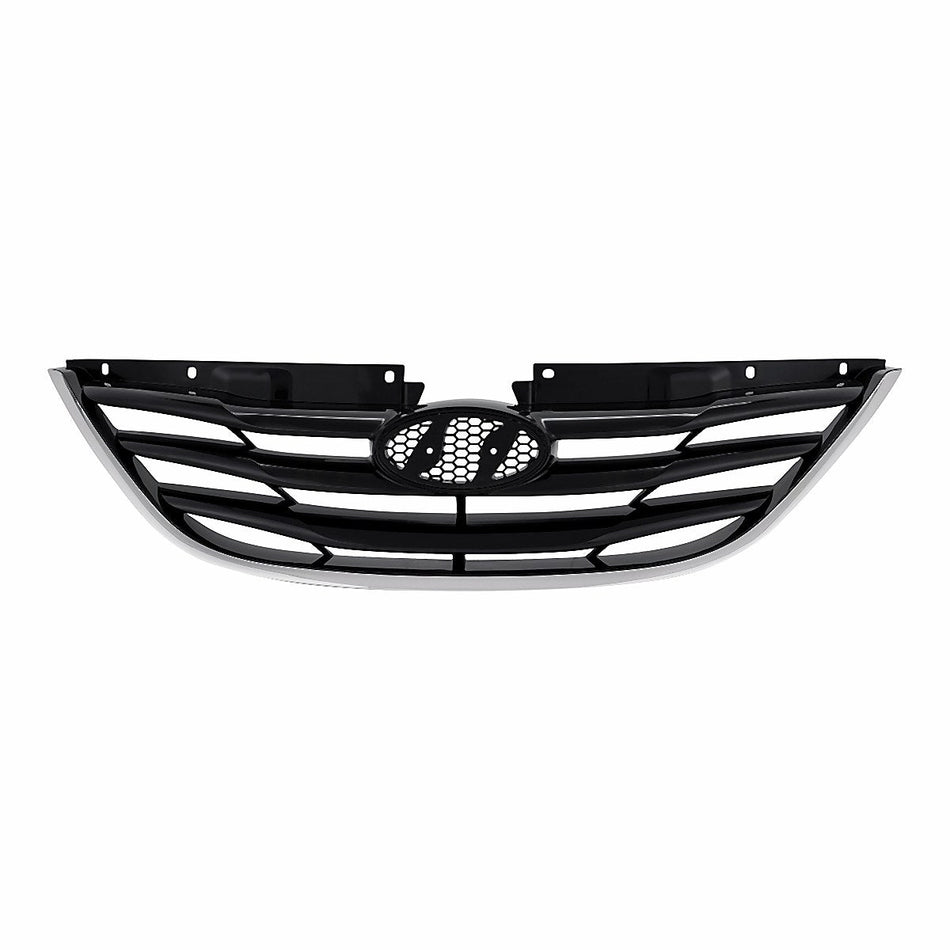 2011-2013 Hyundai Sonata Grille Matte Black With Chrome Mldg Exclude Hyb – HY1200162