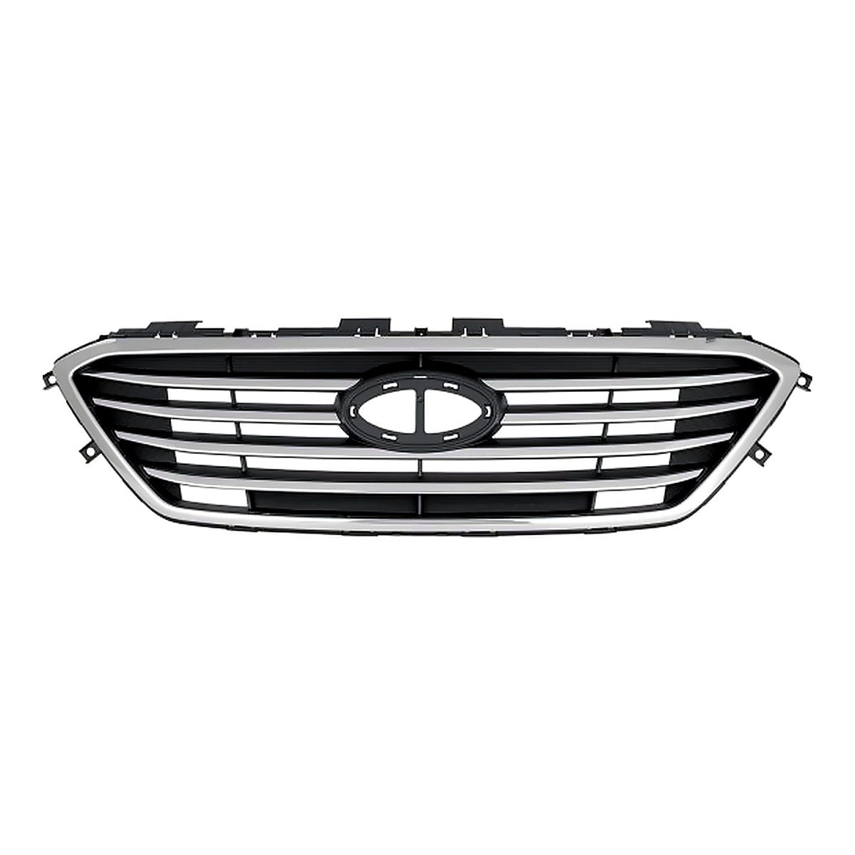 2015-2017 Hyundai Sonata Grille With Chrome Frontame 4 Bars Ptd Silver Gray Without Sport Pkg/Auto Cruise – Front View (HY1200174)