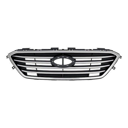 2015-2017 Hyundai Sonata Grille With Chrome Frontame 4 Bars Ptd Silver Gray Without Sport Pkg/Auto Cruise – Front View (HY1200174)