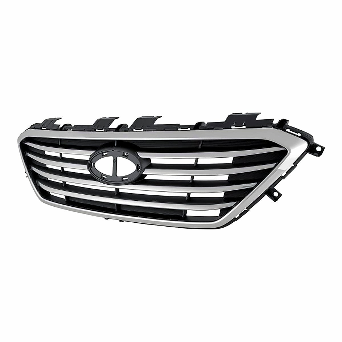 2015-2017 Hyundai Sonata Grille With Chrome Frontame 4 Bars Ptd Silver Gray Without Sport Pkg/Auto Cruise – Side View (HY1200174)