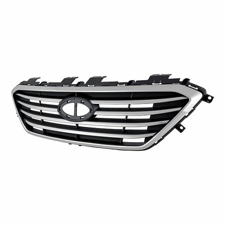 2015-2017 Hyundai Sonata Grille With Chrome Frontame 4 Bars Ptd Silver Gray Without Sport Pkg/Auto Cruise – Side View (HY1200174)