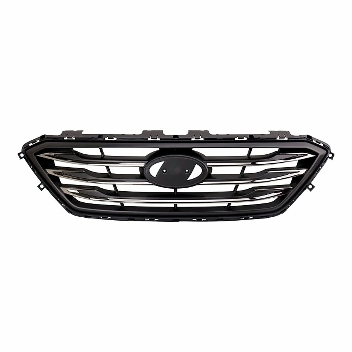 2015-2017 Hyundai Sonata Grille With Chrome/Black Molding 3 Bars Without Auto Cruise Ptd Silver Gray Sport – Front View (HY1200182)