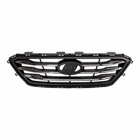 2015-2017 Hyundai Sonata Grille With Chrome/Black Molding 3 Bars Without Auto Cruise Ptd Silver Gray Sport – Front View (HY1200182)