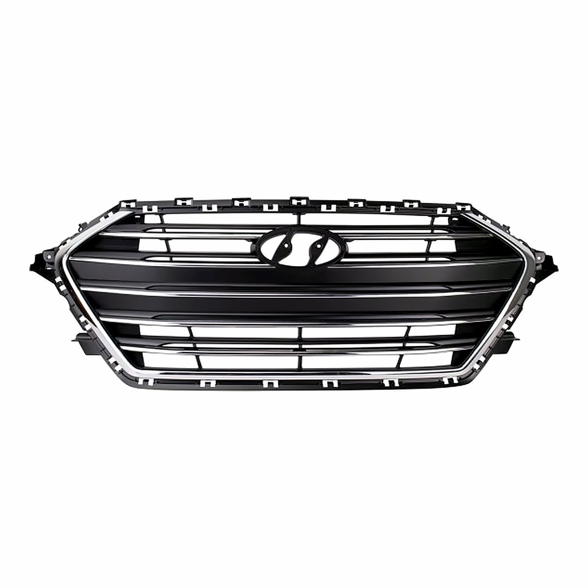 2017-2018 Hyundai Elantra_Sedan Grille Black With Silver Bars/Silver Frontame Usa Built – Front View (HY1200204)