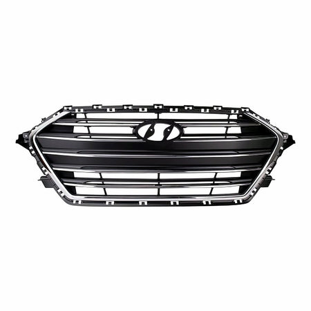 2017-2018 Hyundai Elantra_Sedan Grille Black With Silver Bars/Silver Frontame Usa Built – Front View (HY1200204)