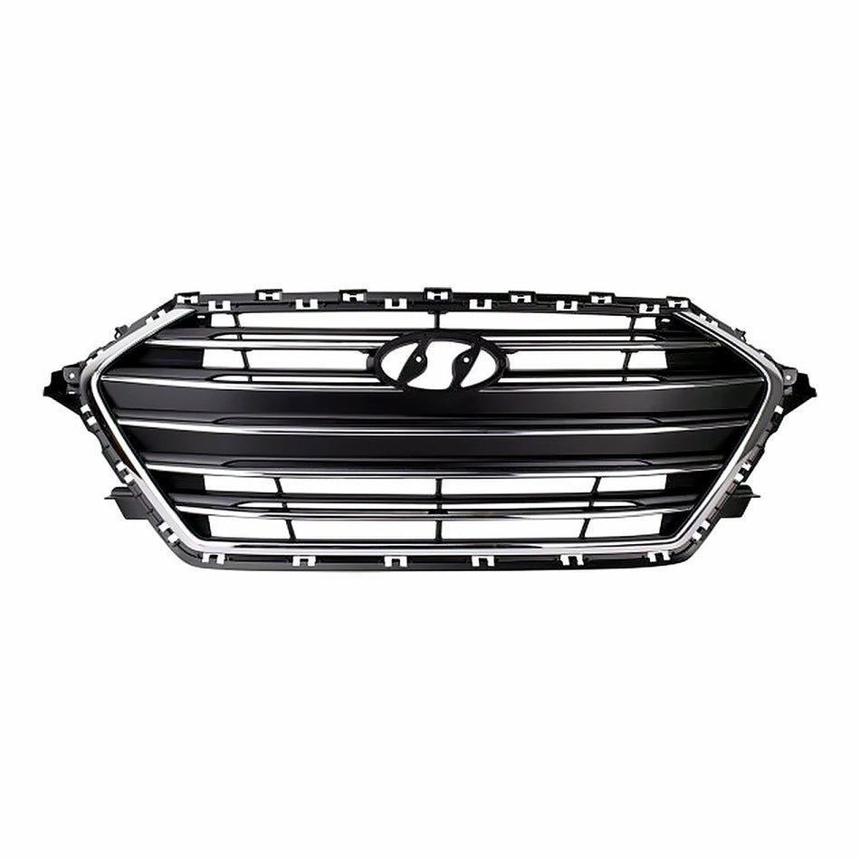 2017-2018 Hyundai Elantra_Sedan Grille Black With Silver Bars/Silver Frontame Usa Built – Front View (HY1200204)