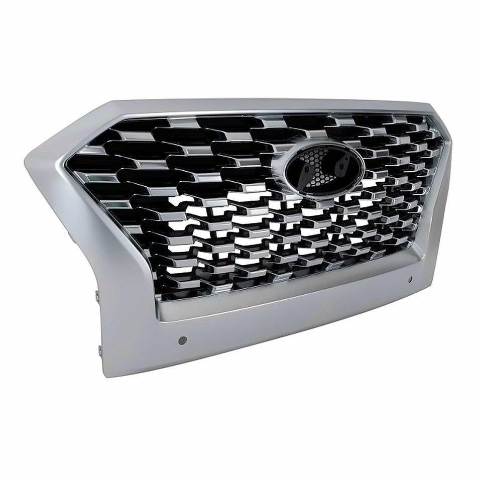 2020-2022 Hyundai Palisade Grille Front Satin Chrome Frontame With Honeycomb /Sensor Sel/Ltd Models – Side View (HY1200241)