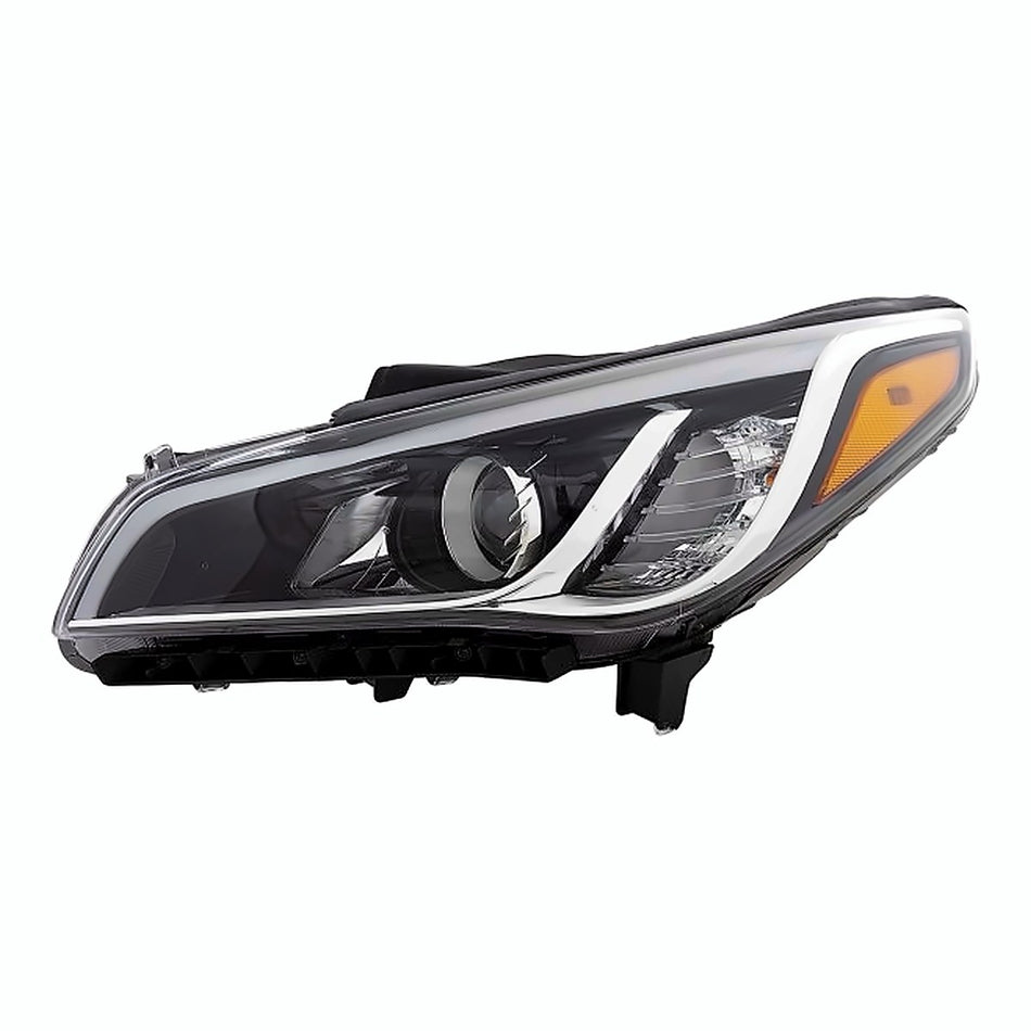 2015-2017 Hyundai Sonata Headlight Driver Side Halogen With Black Bezel/Chrome Trim/Sonata 15-17/Sport/Limited16-17 – Front View (HY2502183)