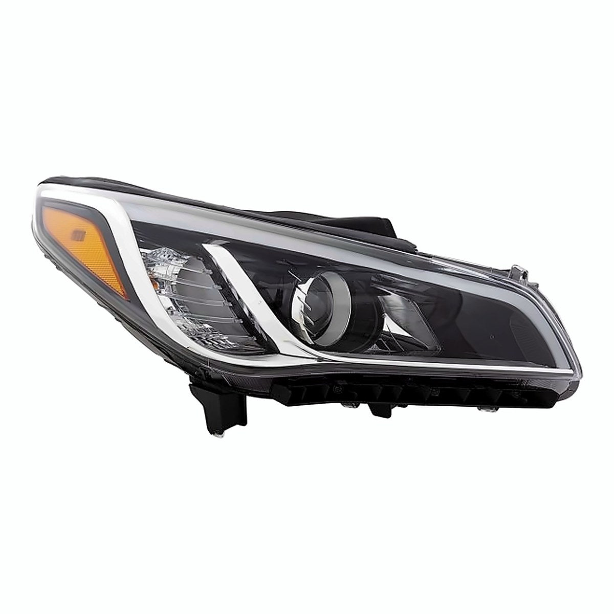 2015-2017 Hyundai Sonata Headlight Passenger Side Halogen With Black Bezel/Chrome Trim All Models 15-17/Ltd/Sport 16-17 – Front View (HY2503183)