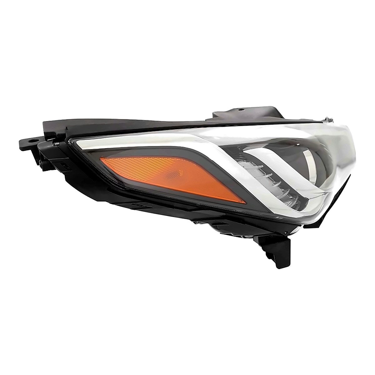 2015-2017 Hyundai Sonata Headlight Passenger Side Halogen With Black Bezel/Chrome Trim All Models 15-17/Ltd/Sport 16-17 – Angle View (HY2503183)