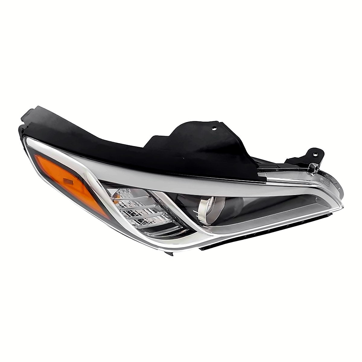 2015-2017 Hyundai Sonata Headlight Passenger Side Halogen With Black Bezel/Chrome Trim All Models 15-17/Ltd/Sport 16-17 – Detail View (HY2503183)