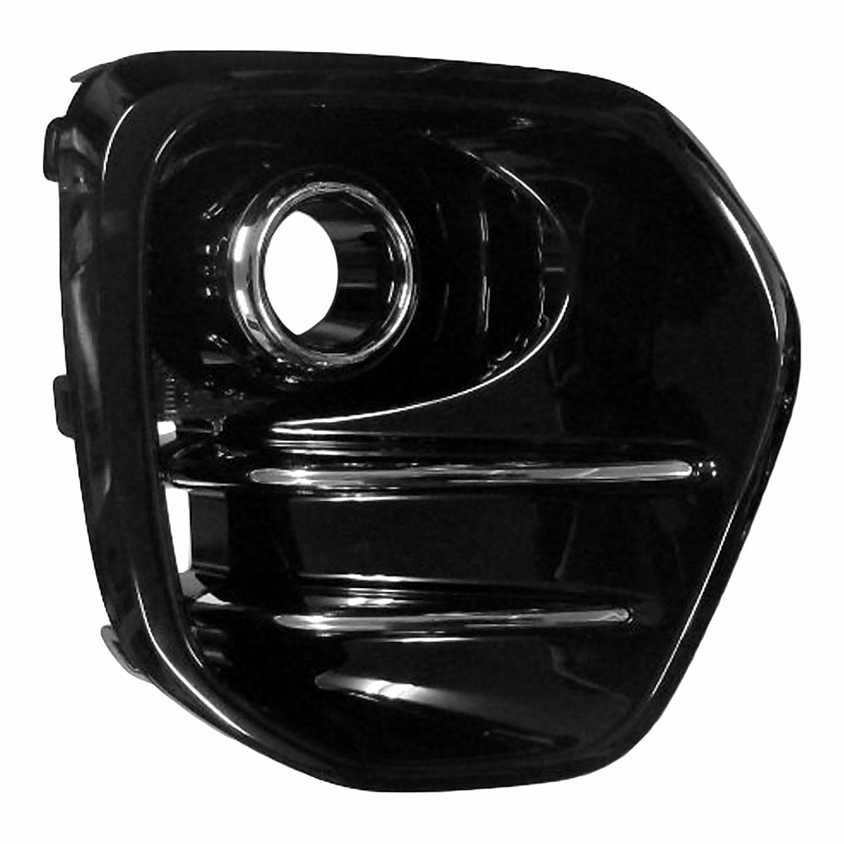 2017-2019 Kia Sportage Fog Light Bezel Front Passenger Side Ptd Black With Chrome Moulding Without Led Fogs Fwd – Front View (KI1039127)