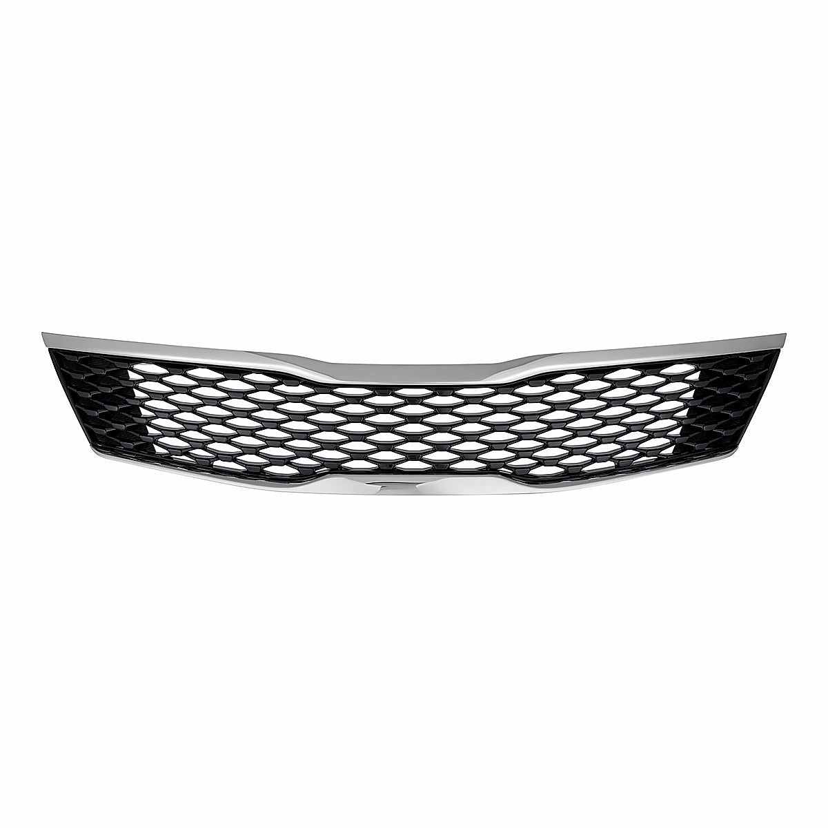 2016-2018 Kia Optima Grille Glossy Black Mesh With Upper/Lower Chrome Moulding Without Adaptive Cruise – Front View (KI1200189)