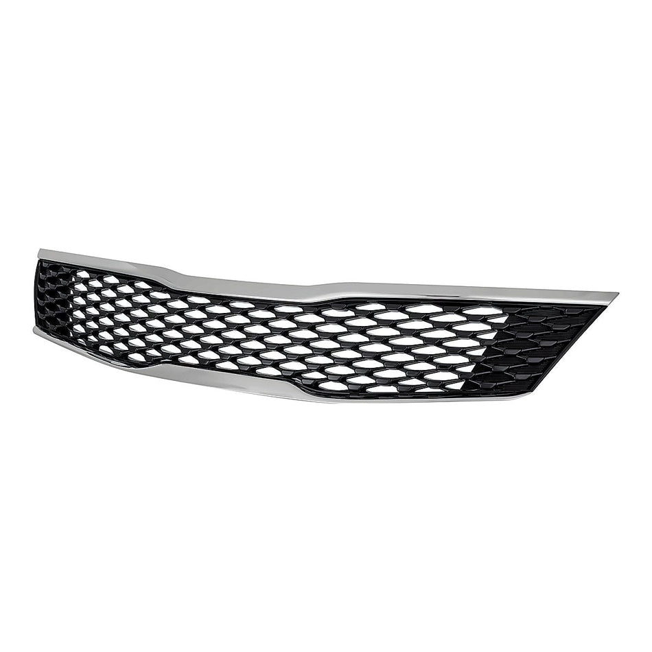 2016-2018 Kia Optima Grille Glossy Black Mesh With Upper/Lower Chrome Moulding Without Adaptive Cruise – Side View (KI1200189)