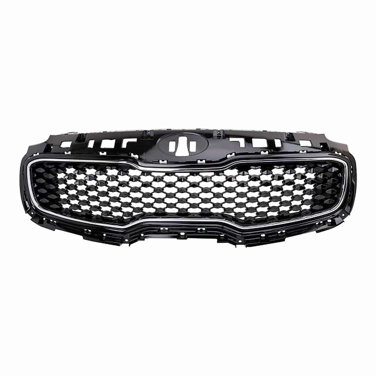 2017-2019 Kia Sportage Grille Glossy Black With Chrome Frontame Without Pre-Collision – Front View (KI1200190)