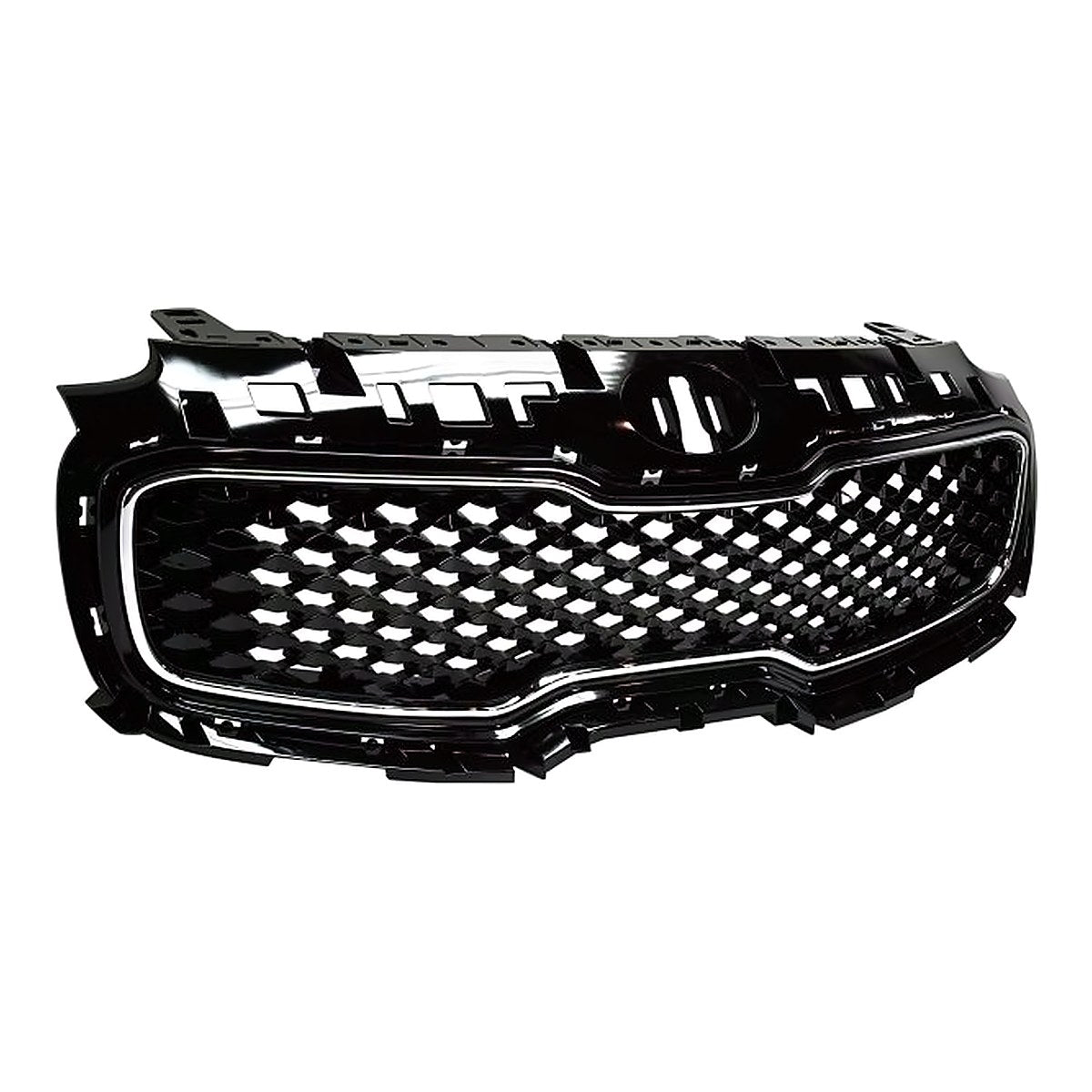 2017-2019 Kia Sportage Grille Glossy Black With Chrome Frontame Without Pre-Collision – Side View (KI1200190)