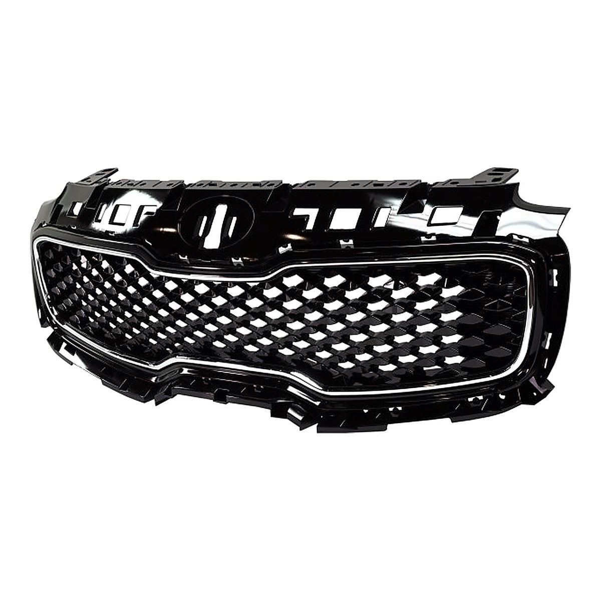 2017-2019 Kia Sportage Grille Glossy Black With Chrome Frontame Without Pre-Collision – Side View (KI1200190)