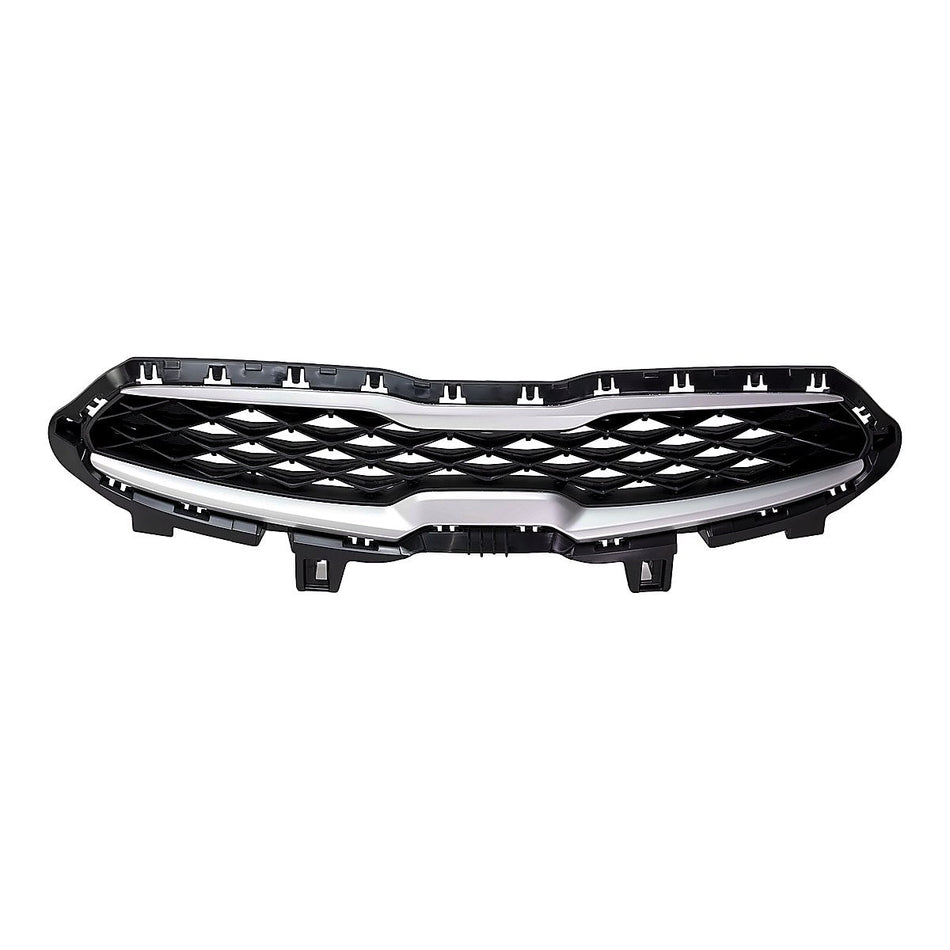 2019-2021 Kia Forte Grille Matte Black With Silver/Gray Moulding Front/Lxs Model – Front View (KI1200204)