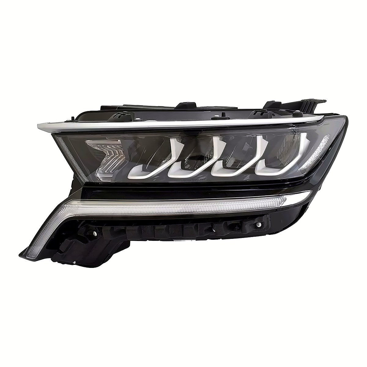 2021-2023 Kia Sorento Headlight Driver Side Silver Gray Upper Molding Standard Reflector Type Exclude Hyb – Front View (KI2502251)