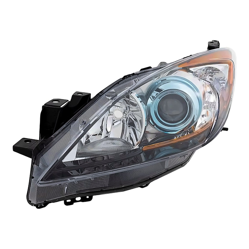 2012-2013 Mazda 3 Headlight Driver Side Halogen (6 Speed With Blue Projector Bezel) – Side View (MA2518143)