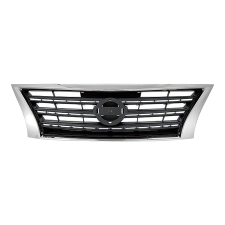 2013-2015 Nissan Sentra Grille Painted Dark Silver/Black With Chrome Mldg Sr – Front View (NI1200253)