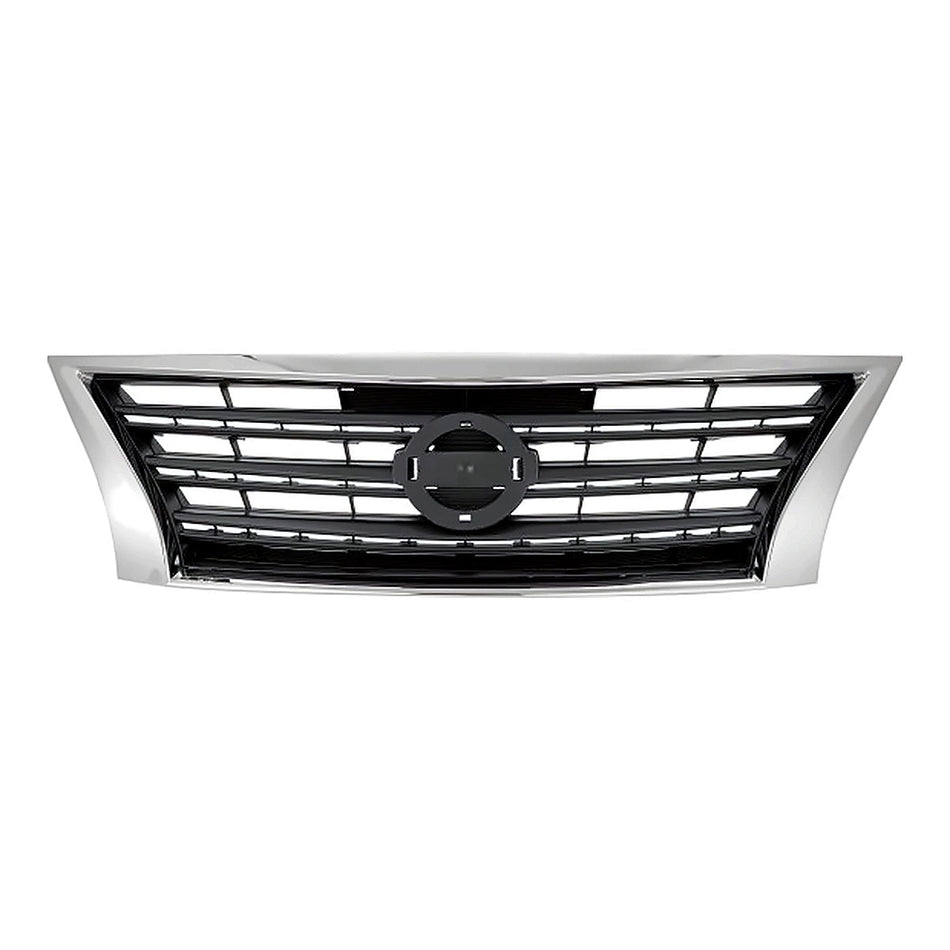 2013-2015 Nissan Sentra Grille Painted Dark Silver/Black With Chrome Mldg Sr – Front View (NI1200253)