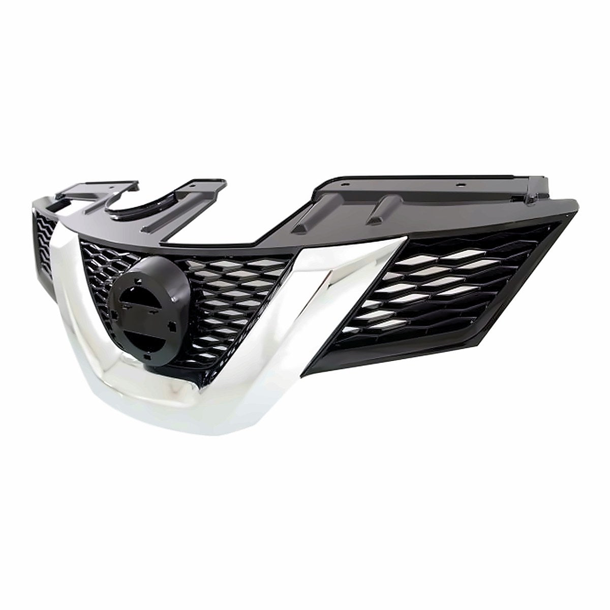 2014-2015 Nissan Rogue Grille Painted Black With Chrome Moulding Without Camera Hole – Side View (NI1200258)